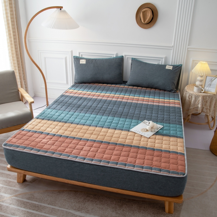 91家纺网 家纺一手货源 找家纺 卡伦家纺 2025新款全棉色织水洗棉床笠 斯诺克