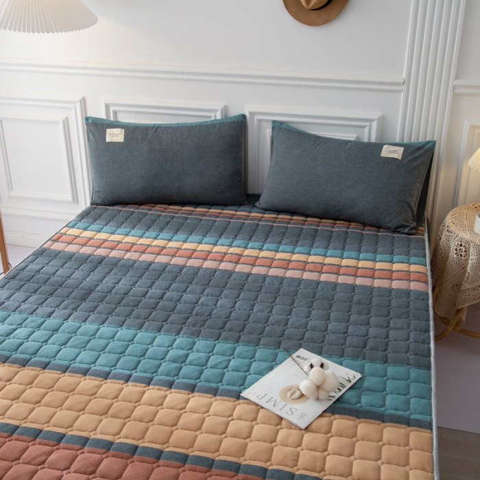 91家纺网 家纺一手货源 找家纺 卡伦家纺 2025新款全棉色织水洗棉床笠 斯诺克