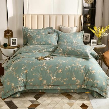 小时代 2022新款全棉印花床盖四件套 醉花词绿