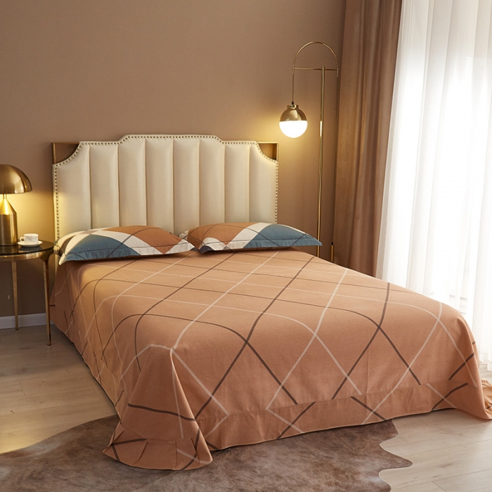 91家纺网 家纺一手货源 找家纺 沐白家居 2021全棉磨毛时尚条格四件套 维罗纳