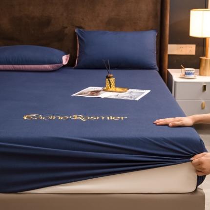 91家纺网 家纺一手货源 找家纺 火麒麟家纺 2023新款轻奢单床笠可配枕套 藏青