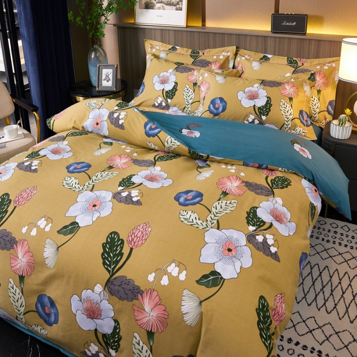 91家纺网 家纺一手货源 找家纺 芊寻家居 2024新款全棉大版磨毛四件套 扶之瑶