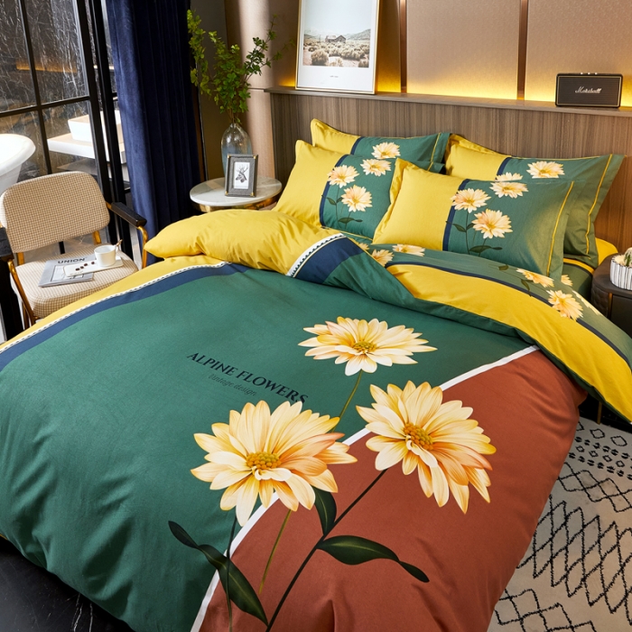 91家纺网 家纺一手货源 找家纺 芊寻家居 2024新款全棉大版磨毛四件套 激情岁月