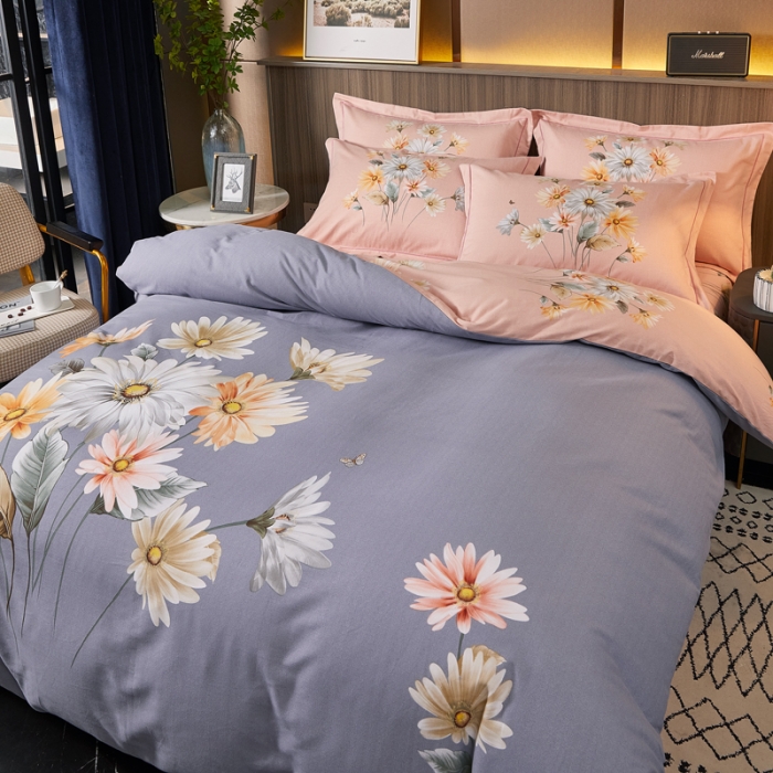 91家纺网 家纺一手货源 找家纺 芊寻家居 2024新款全棉大版磨毛四件套 丽日幽香