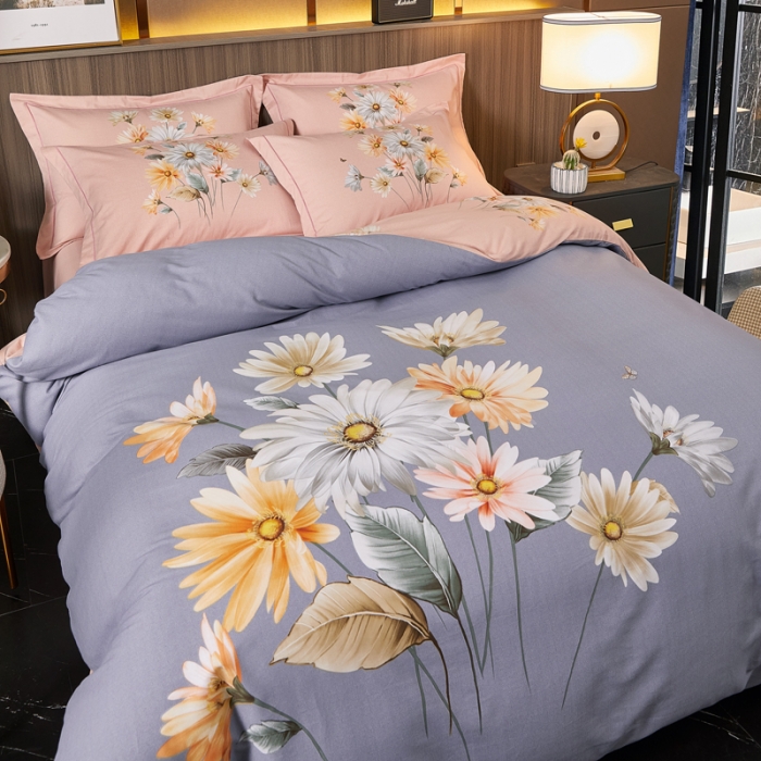 91家纺网 家纺一手货源 找家纺 芊寻家居 2024新款全棉大版磨毛四件套 丽日幽香