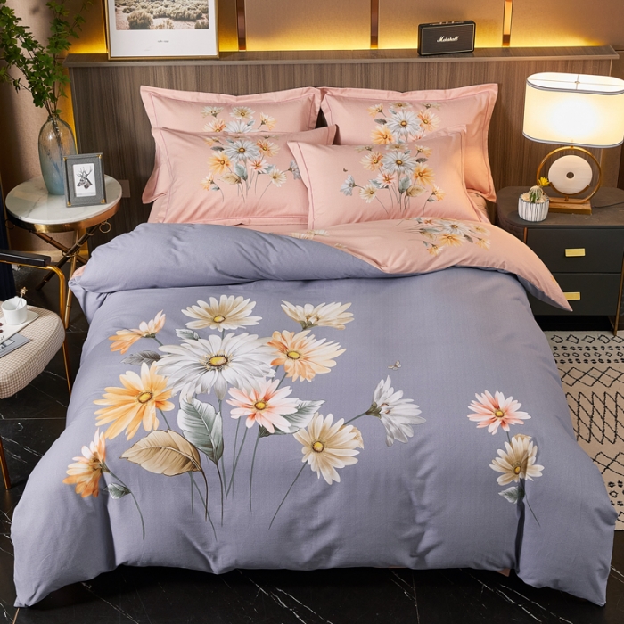 91家纺网 家纺一手货源 找家纺 芊寻家居 2024新款全棉大版磨毛四件套 丽日幽香