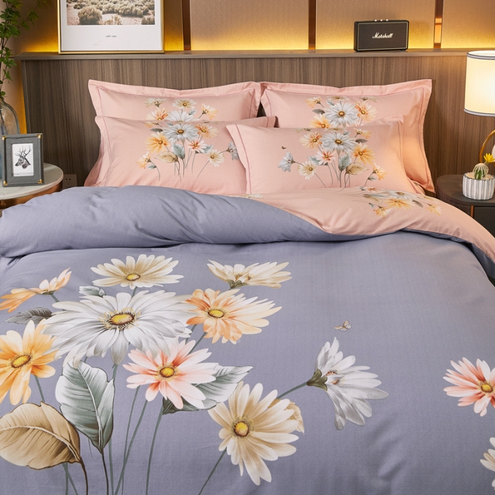 91家纺网 家纺一手货源 找家纺 芊寻家居 2024新款全棉大版磨毛四件套 丽日幽香