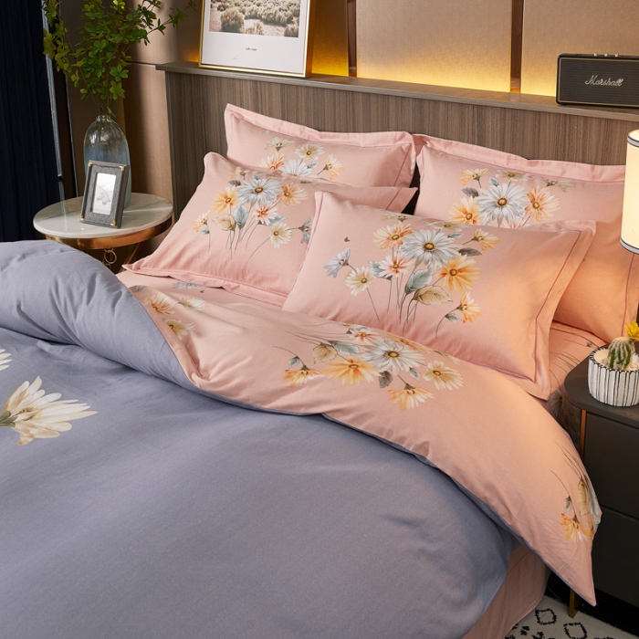 91家纺网 家纺一手货源 找家纺 芊寻家居 2024新款全棉大版磨毛四件套 丽日幽香