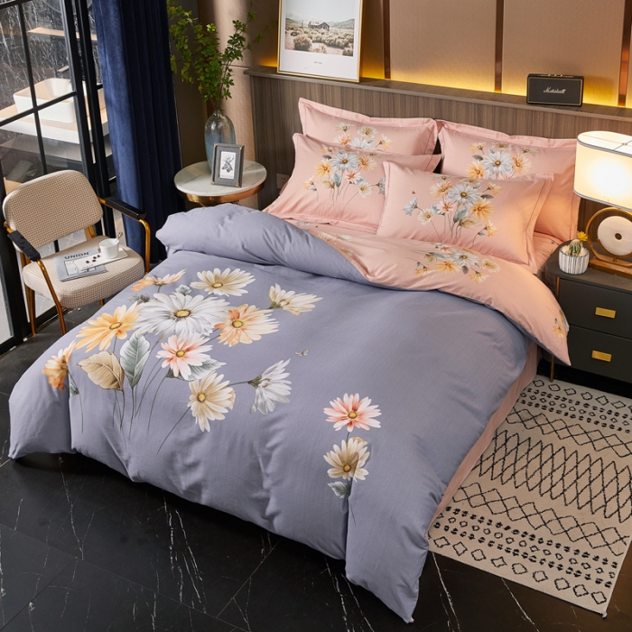 91家纺网 家纺一手货源 找家纺 芊寻家居 2024新款全棉大版磨毛四件套 丽日幽香