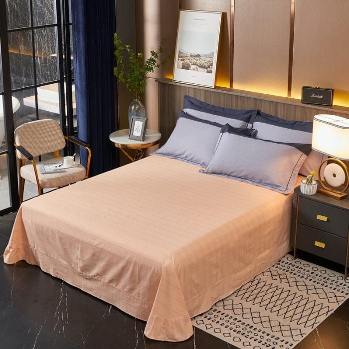 91家纺网 家纺一手货源 找家纺 芊寻家居 2024新款全棉大版磨毛四件套 瑞希蓝