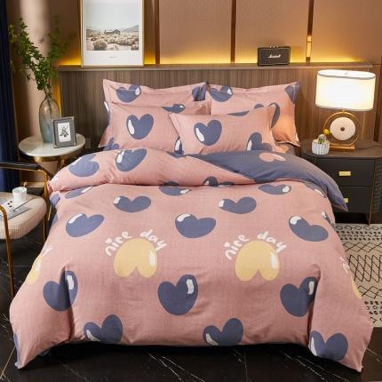 91家纺网 家纺一手货源 找家纺 芊寻家居 2024新款全棉大版磨毛四件套 心芯