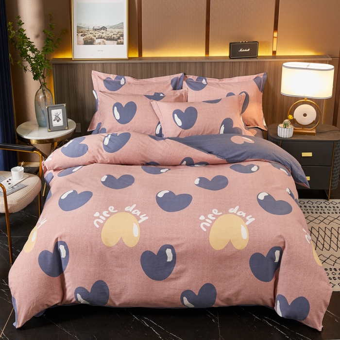 91家纺网 家纺一手货源 找家纺 芊寻家居 2024新款全棉大版磨毛四件套 心芯