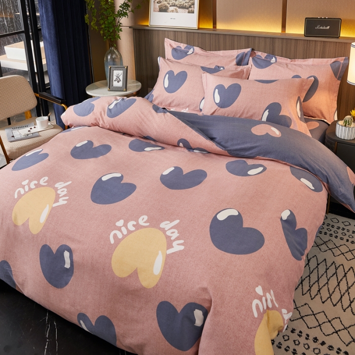 91家纺网 家纺一手货源 找家纺 芊寻家居 2024新款全棉大版磨毛四件套 心芯