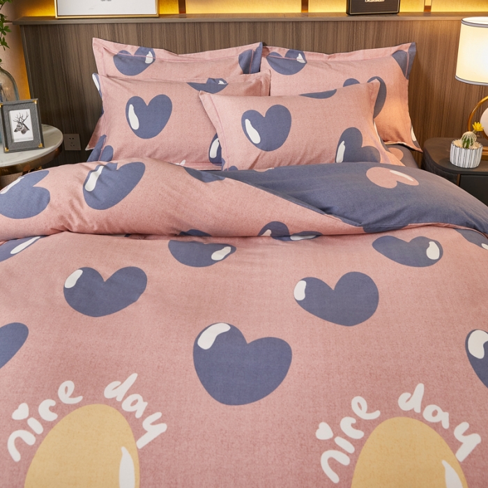 91家纺网 家纺一手货源 找家纺 芊寻家居 2024新款全棉大版磨毛四件套 心芯