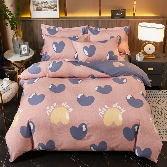 91家纺网 家纺一手货源 找家纺 芊寻家居 2024新款全棉大版磨毛四件套 心芯