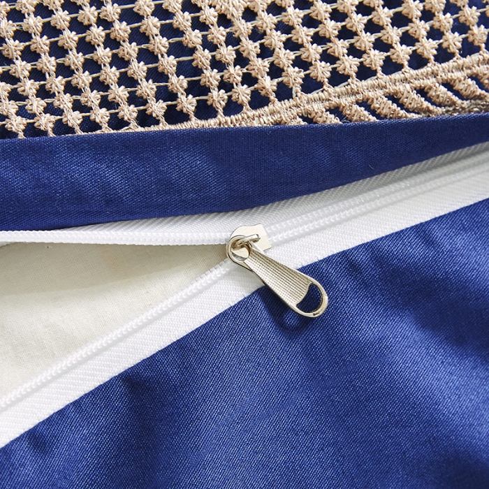 91家纺网 家纺一手货源 找家纺 十个点家纺 2021新款水溶边夹棉单品被套 宝蓝