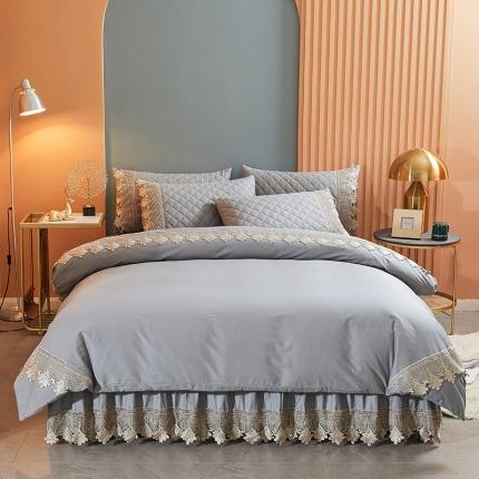 91家纺网 家纺一手货源 找家纺 十个点家纺 2021新款水溶边夹棉单品被套 灰色