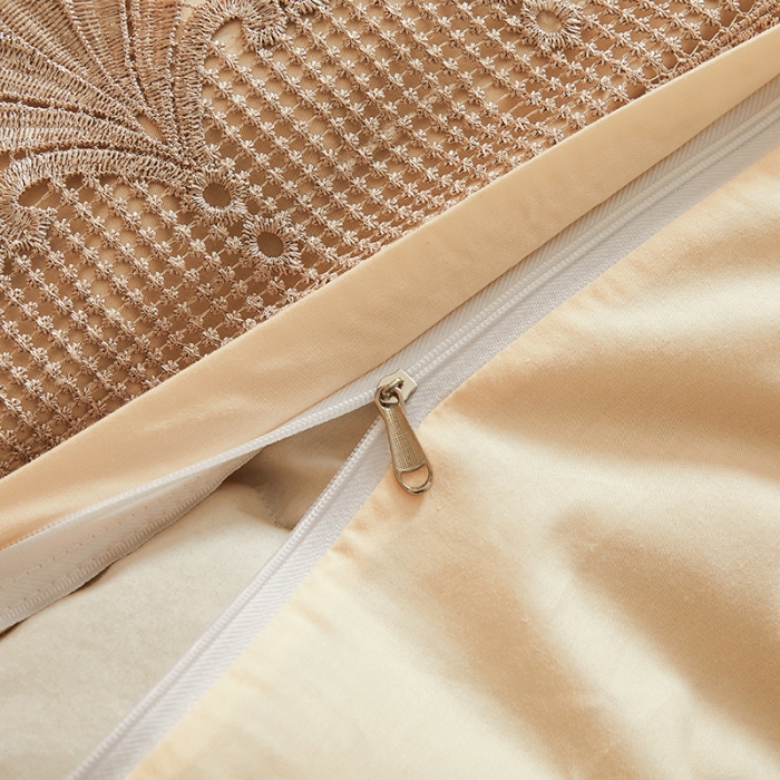 91家纺网 家纺一手货源 找家纺 十个点家纺 2021新款水溶边夹棉单品被套 米黄