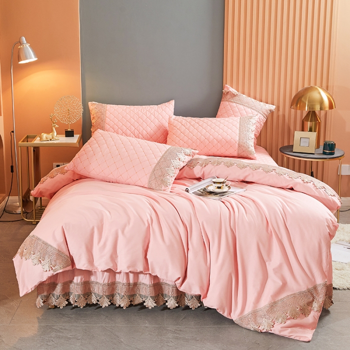 91家纺网 家纺一手货源 找家纺 十个点家纺 2021新款水溶边夹棉单品被套 玉色