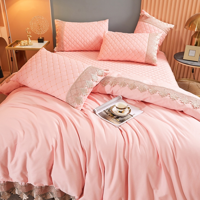 91家纺网 家纺一手货源 找家纺 十个点家纺 2021新款水溶边夹棉单品被套 玉色