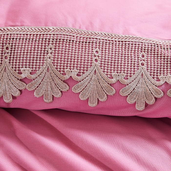 91家纺网 家纺一手货源 找家纺 十个点家纺 2021新款水溶边夹棉单品枕套 粉豆沙一对