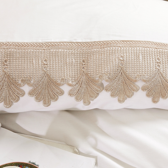 91家纺网 家纺一手货源 找家纺 十个点家纺 2021新款水溶边夹棉单品枕套 珠光白一对