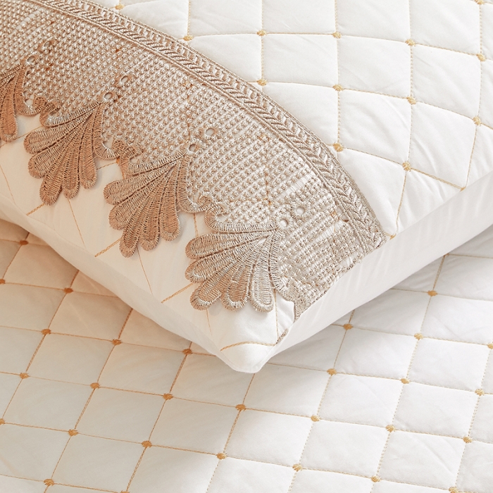 91家纺网 家纺一手货源 找家纺 十个点家纺 2021新款水溶边夹棉单品枕套 珠光白一对