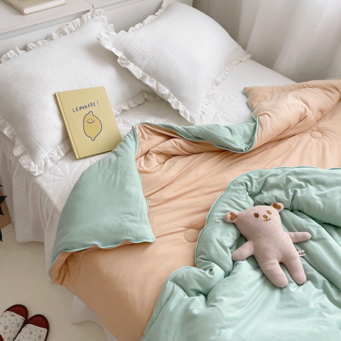 91家纺网 家纺一手货源 找家纺 （总）星期八 2021新款马卡龙大豆针织春秋被冬被