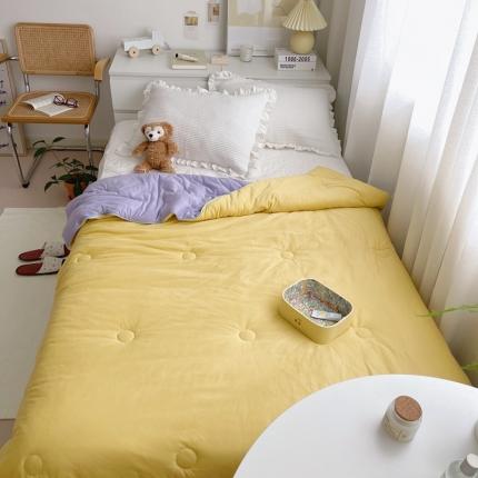 星期八 2021新款马卡龙大豆针织春秋被冬被 黄紫