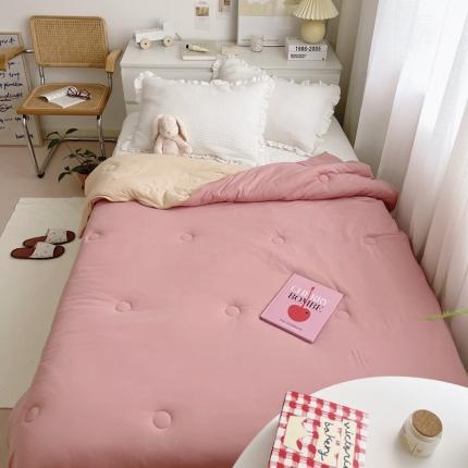 91家纺网 家纺一手货源 找家纺 星期八 2021新款马卡龙大豆针织春秋被冬被 深粉浅粉