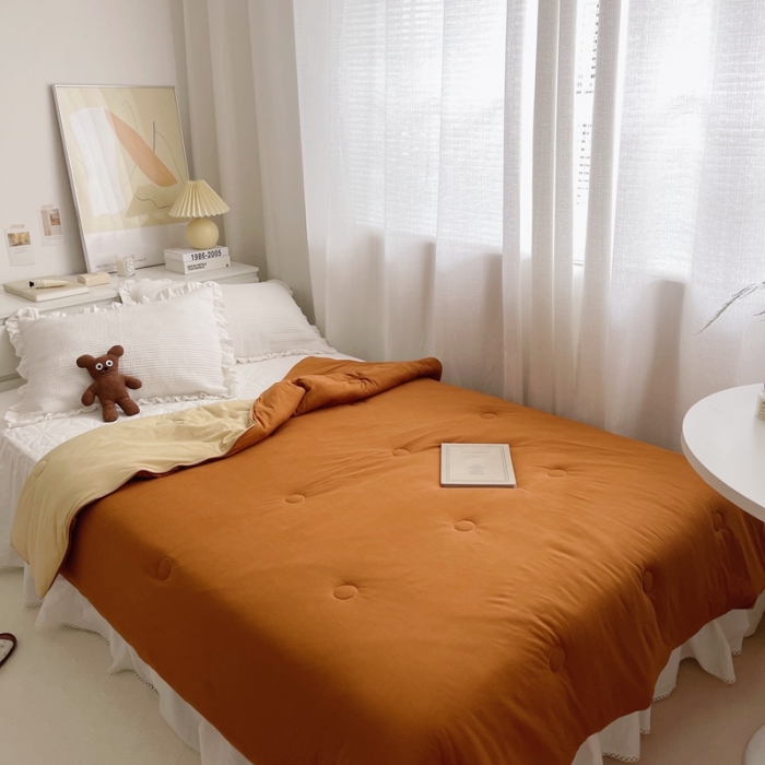 91家纺网 家纺一手货源 找家纺 星期八 2021新款马卡龙大豆针织春秋被冬被 深咖浅咖