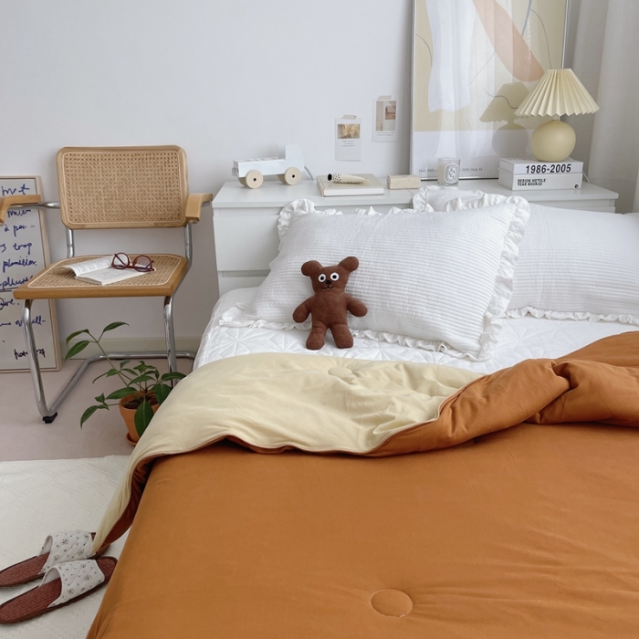 91家纺网 家纺一手货源 找家纺 星期八 2021新款马卡龙大豆针织春秋被冬被 深咖浅咖