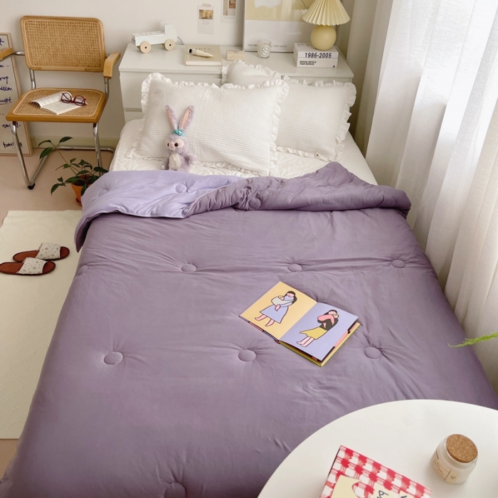 91家纺网 家纺一手货源 找家纺 星期八 2021新款马卡龙大豆针织春秋被冬被 深紫浅紫