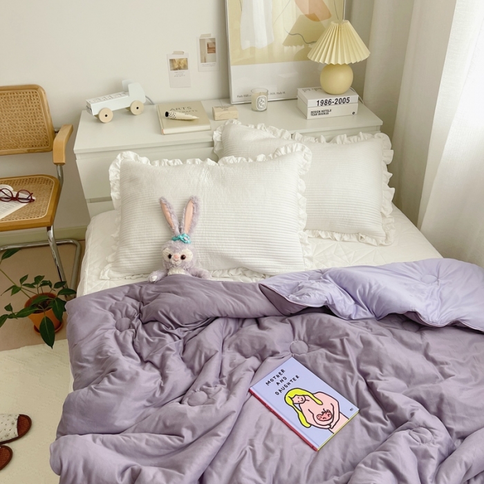 91家纺网 家纺一手货源 找家纺 星期八 2021新款马卡龙大豆针织春秋被冬被 深紫浅紫