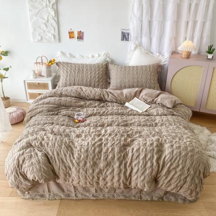 91家纺网 家纺一手货源 找家纺 尚品本色 2022新款60支泡泡纱四件套 泡泡纱-米咖