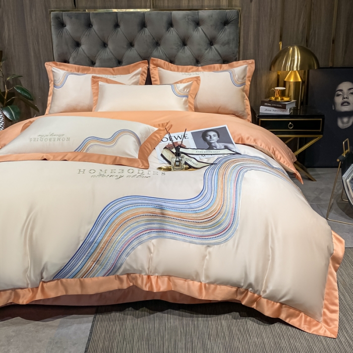 91家纺网 家纺一手货源 找家纺 宅家居 2024新款臻品真丝B版纯棉米莱四件套 米莱-奶油黄