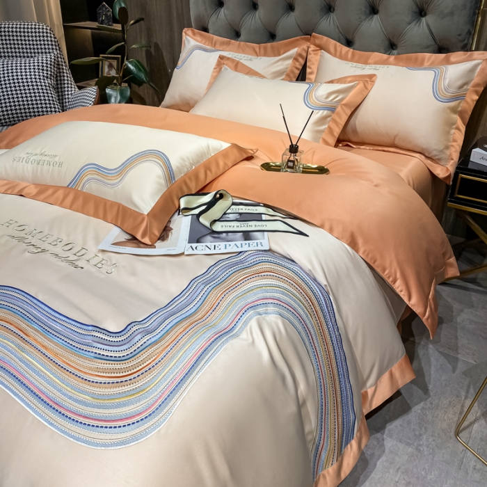 91家纺网 家纺一手货源 找家纺 宅家居 2024新款臻品真丝B版纯棉米莱四件套 米莱-奶油黄