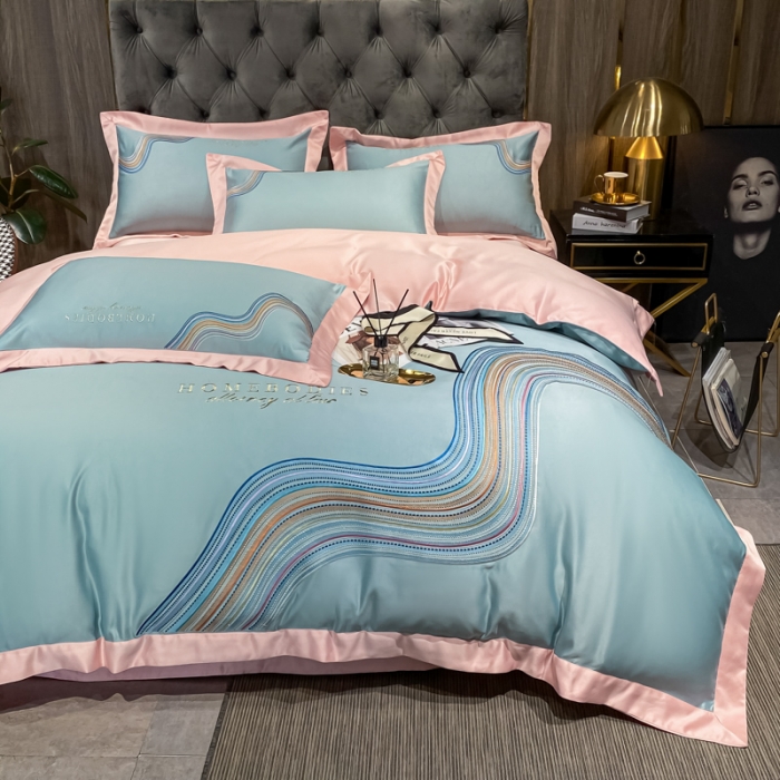 91家纺网 家纺一手货源 找家纺 宅家居 2024新款臻品真丝B版纯棉米莱四件套 米莱-水晶绿