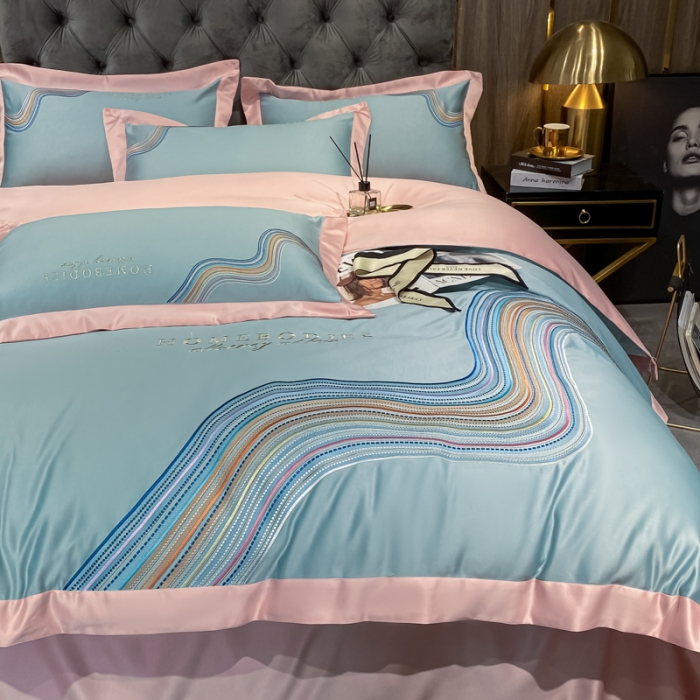 91家纺网 家纺一手货源 找家纺 宅家居 2024新款臻品真丝B版纯棉米莱四件套 米莱-水晶绿