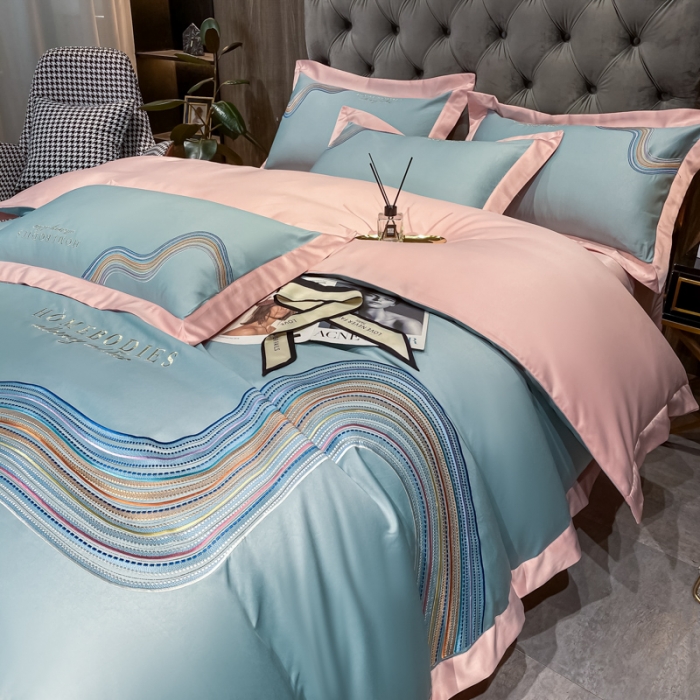 91家纺网 家纺一手货源 找家纺 宅家居 2024新款臻品真丝B版纯棉米莱四件套 米莱-水晶绿