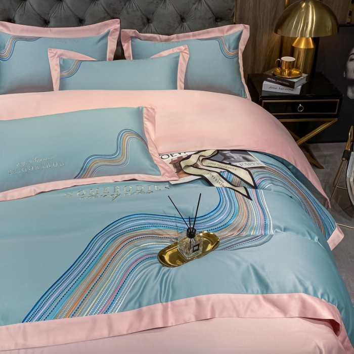 91家纺网 家纺一手货源 找家纺 宅家居 2024新款臻品真丝B版纯棉米莱四件套 米莱-水晶绿