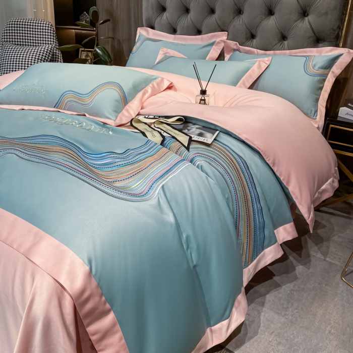 91家纺网 家纺一手货源 找家纺 宅家居 2024新款臻品真丝B版纯棉米莱四件套 米莱-水晶绿