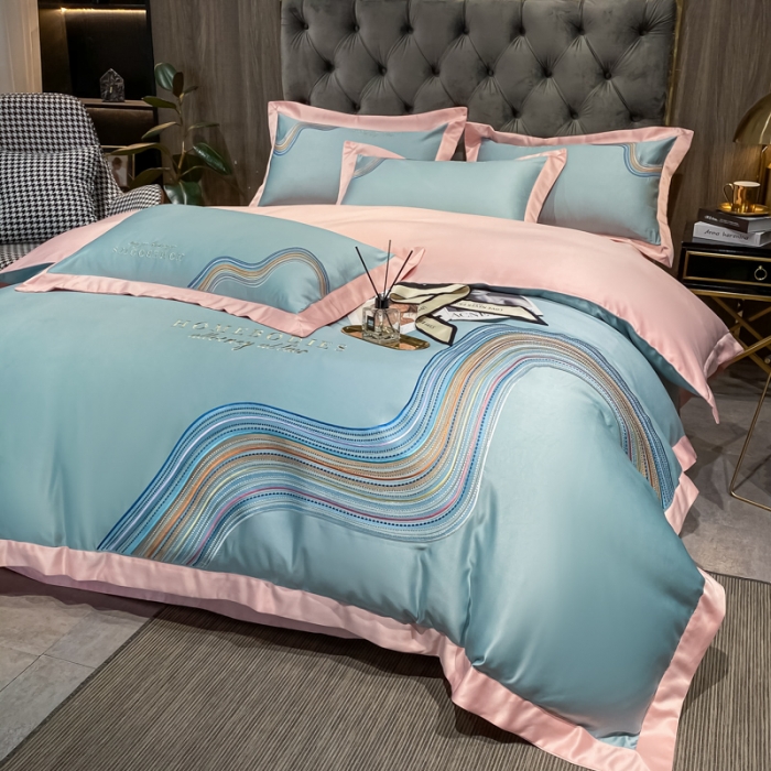 91家纺网 家纺一手货源 找家纺 宅家居 2024新款臻品真丝B版纯棉米莱四件套 米莱-水晶绿