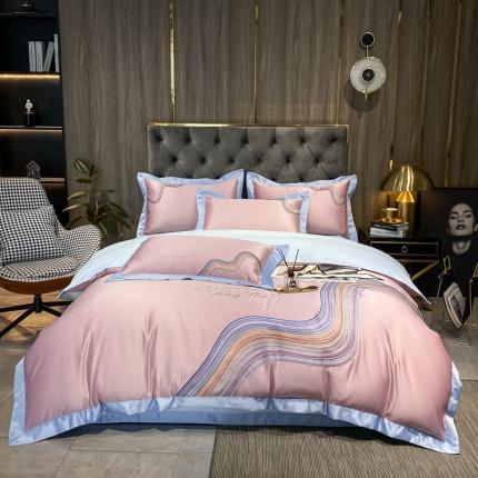 91家纺网 家纺一手货源 找家纺 宅家居 2024新款臻品真丝B版纯棉米莱四件套 米莱-浅豆沙