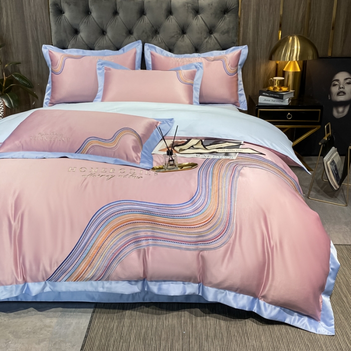 91家纺网 家纺一手货源 找家纺 宅家居 2024新款臻品真丝B版纯棉米莱四件套 米莱-浅豆沙