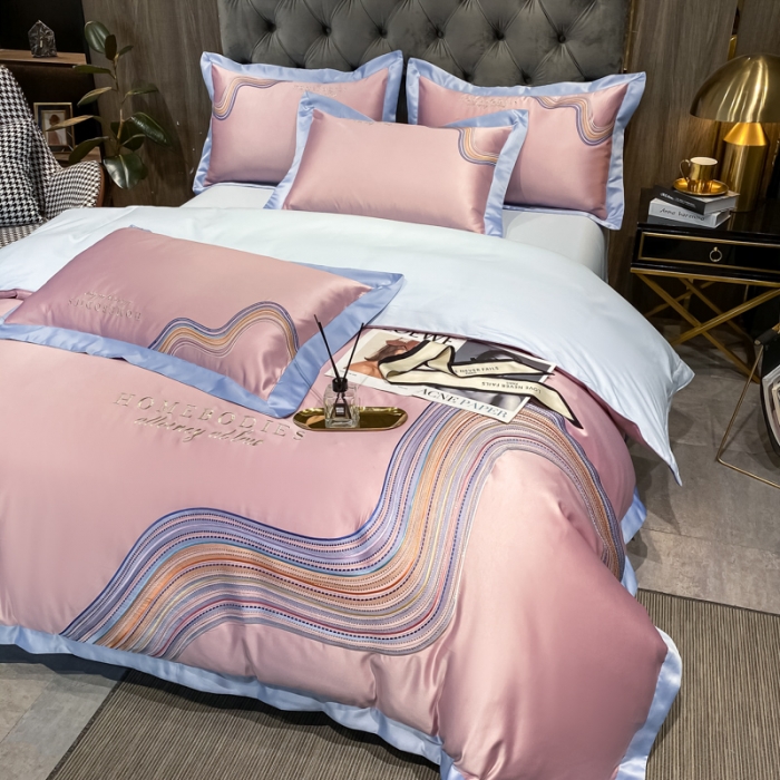 91家纺网 家纺一手货源 找家纺 宅家居 2024新款臻品真丝B版纯棉米莱四件套 米莱-浅豆沙