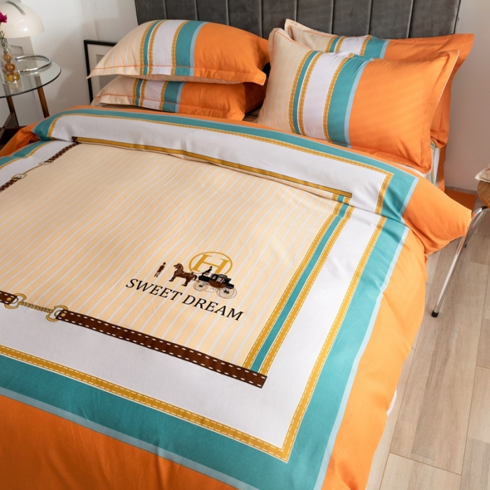 91家纺网 家纺一手货源 找家纺 金爱家 2021新款大版磨毛条格简约四件套 护花使者