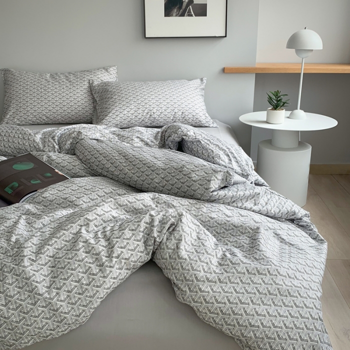 91家纺网 家纺一手货源 找家纺 怡家居 2021新款全棉轻奢四件套 淡墨