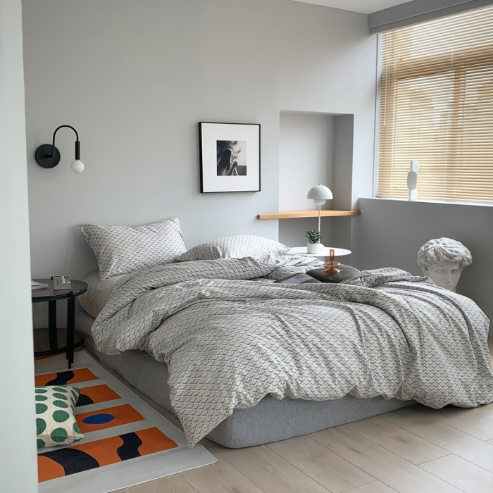 91家纺网 家纺一手货源 找家纺 怡家居 2021新款全棉轻奢四件套 淡墨