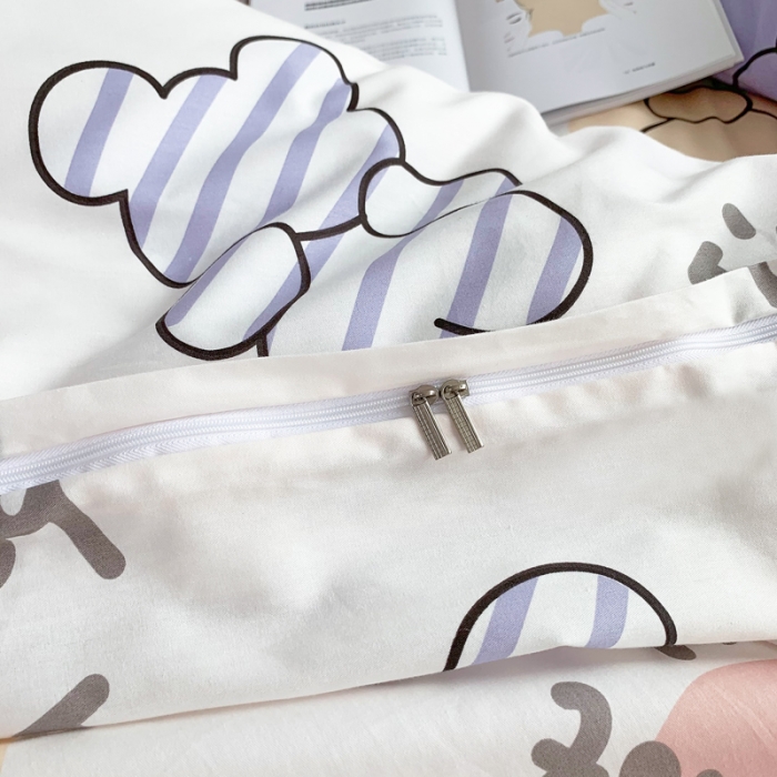 91家纺网 家纺一手货源 找家纺 怡家居 2021新款全棉卡通四件套 爱心熊